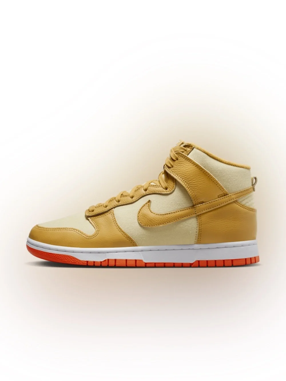 Nike Dunk High sneakers Wheat Gold and Safety Orange
